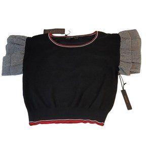 MAXSPORT Black Gingham Sweater Size Small